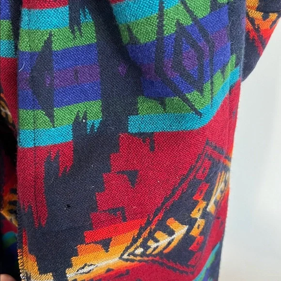 Pendleton Long Wool Jacket Shawl Collar Robe in Chief Joseph Aztec Design - Picture 11 of 16